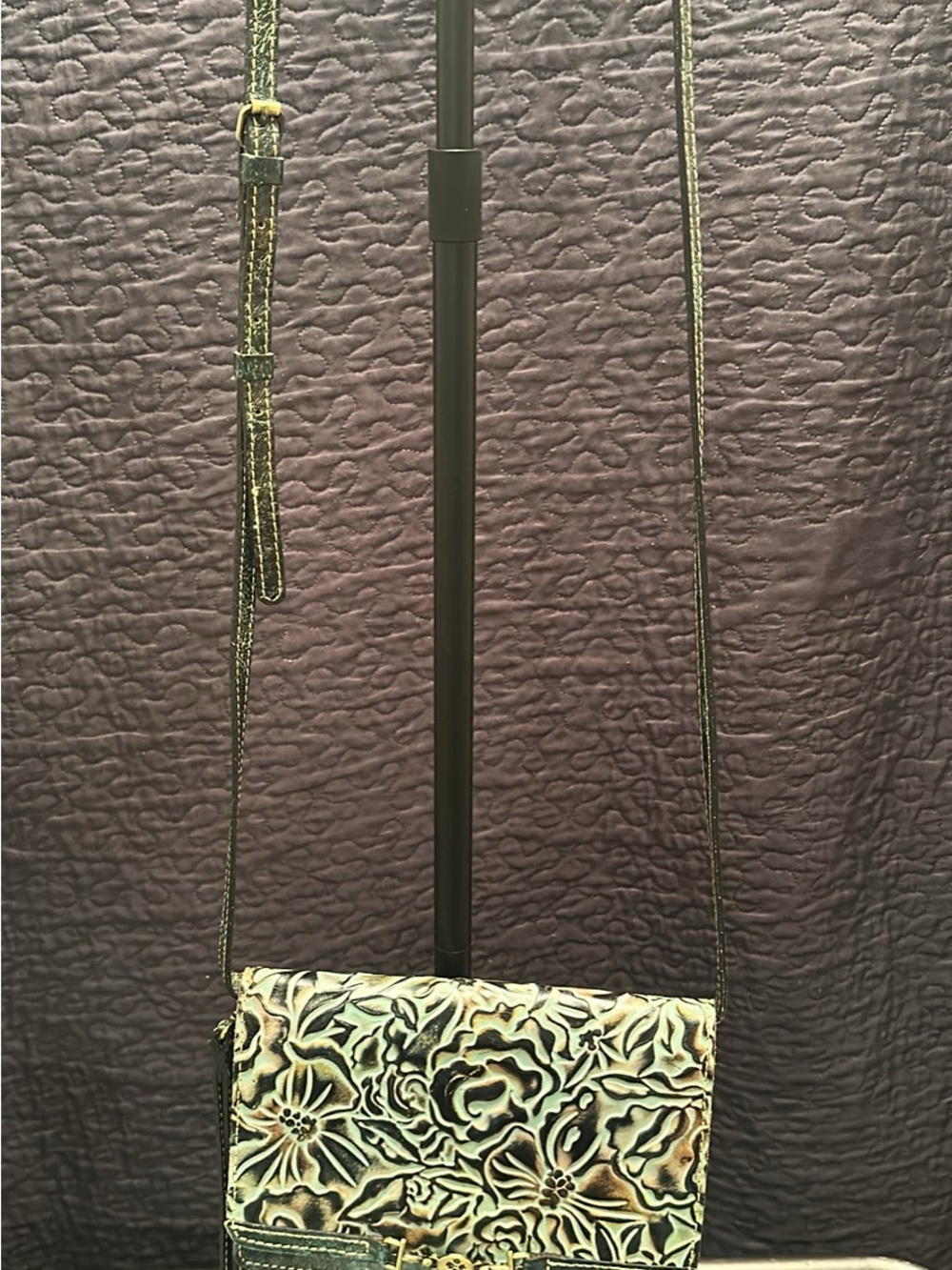 Patricia Nash Teal and Brown Hand-Tooled Floral Leather Crossbody
RETIERED - Picture 9 of 10